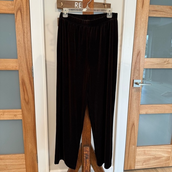 Bob Mackie Women’s Velvet High-Rise Wide-Leg Pull on Brown Trousers Large EUC - Picture 2 of 9